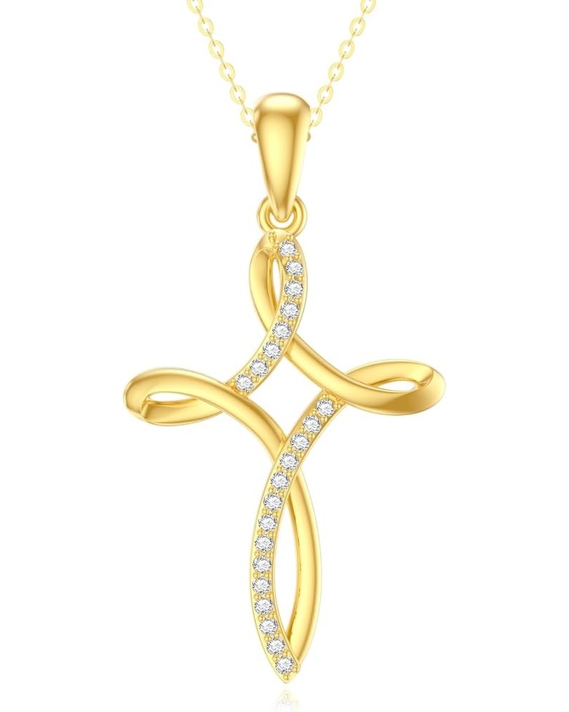 Gold Cross Necklaces for Women 14k Real Gold Infinity Heart Celtic Cross Jewelry for Women Girls Birthday Valentien Mothers D...