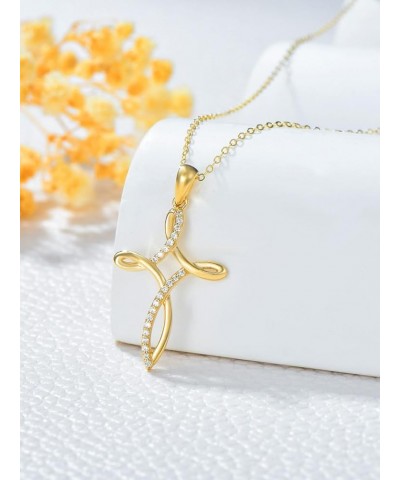 Gold Cross Necklaces for Women 14k Real Gold Infinity Heart Celtic Cross Jewelry for Women Girls Birthday Valentien Mothers D...