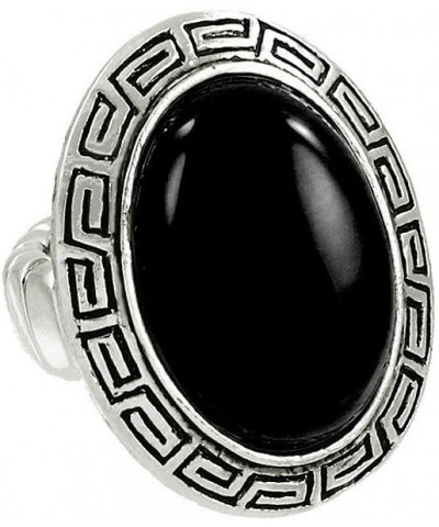 Oval Shaped Natural Stone One Size Stretch Ring Black Onyx $9.43 Rings