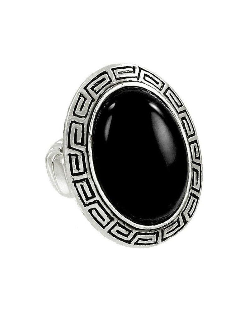 Oval Shaped Natural Stone One Size Stretch Ring Black Onyx $9.43 Rings