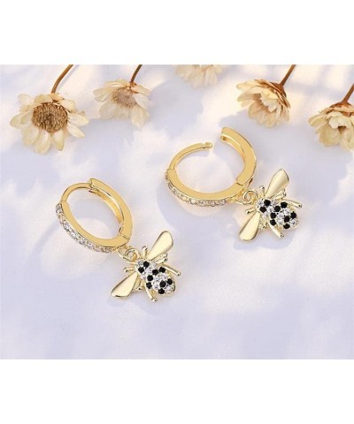 Butterfly Earrings 14k Gold Plated Earrings Cubic Zirconia Drop Dangle Earrings for Women F $8.02 Earrings