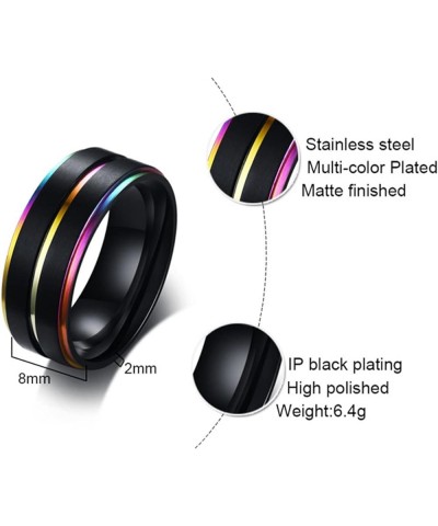 Couple Rings Set Promise Rings, Stainless Steel 8mm Black LGBT Ring with Rainbow Edges, Can Engraved Black Women 8 + Men 11 $...