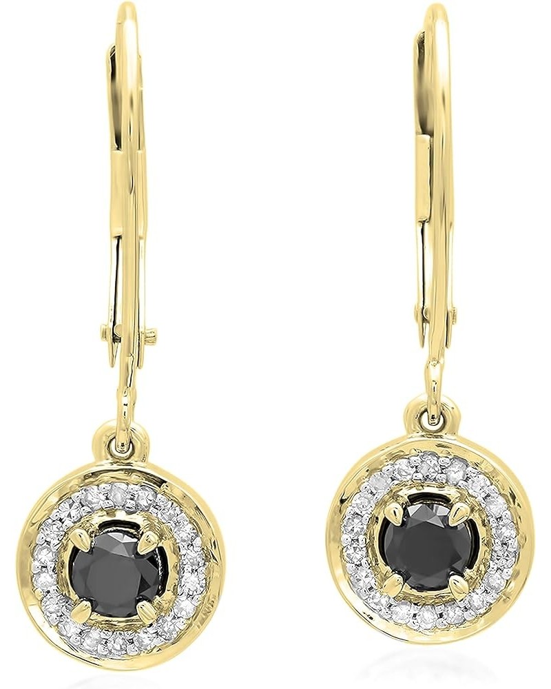 Each 3.3 MM Round Gemstone & Diamond Halo Style Dangling Drop Earrings, Available in Various Gemstones, Diamond & Metal in 10...