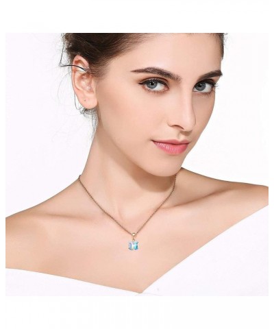 Austrian Crystal Cube Pendant Necklaces for Women 14K Gold Plated Hypoallergenic Dainty Jewelry Aurora Borealis $11.50 Necklaces