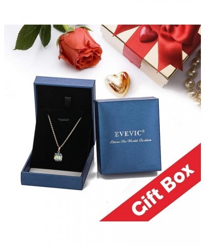 Austrian Crystal Cube Pendant Necklaces for Women 14K Gold Plated Hypoallergenic Dainty Jewelry Aurora Borealis $11.50 Necklaces