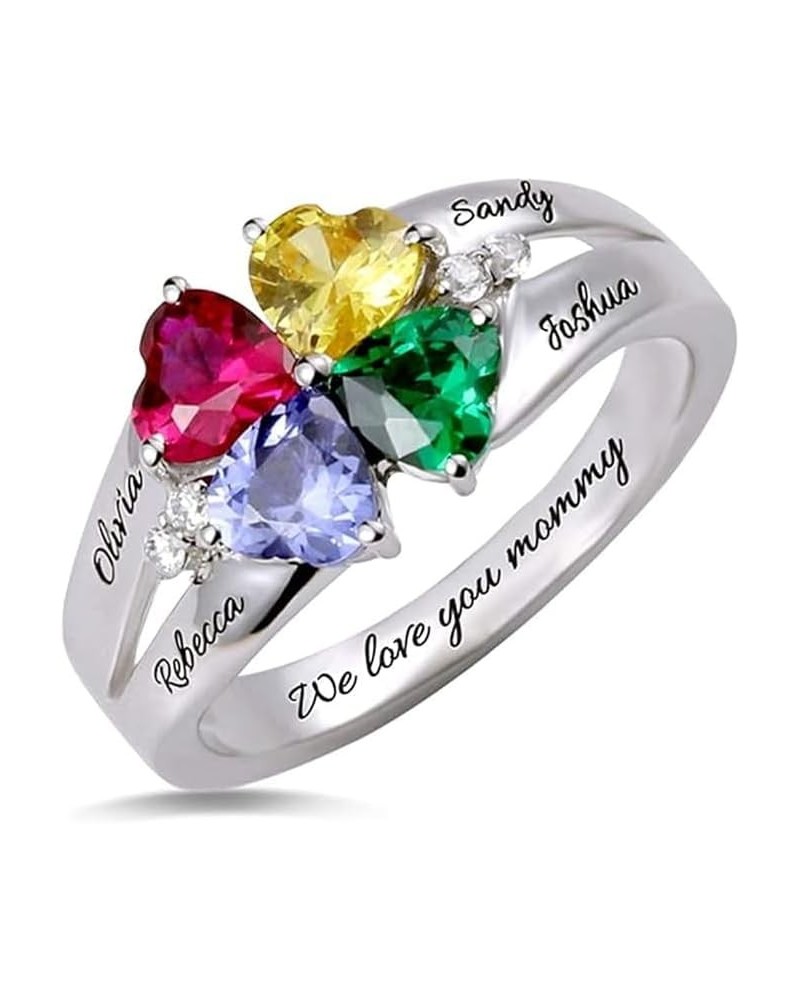 Mothers Ring 925 Sterling Silver with 1-7 Birthstones & Names Personalized Women Band Custom Family Jewelry Mom Gifts for Wom...