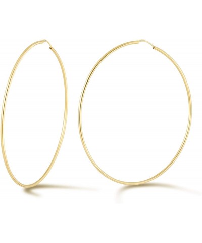 14K Gold Endless Hoop Earrings for Women 60mm (2.36") Diameter - 1.5mm Tube $55.49 Earrings