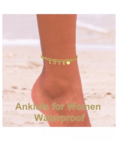 Ankle Bracelets for Women Teen Girl Gifts 18K Gold Plated Anklets for Women Waterproof Dainty Love Initial Anklet Link Summer...