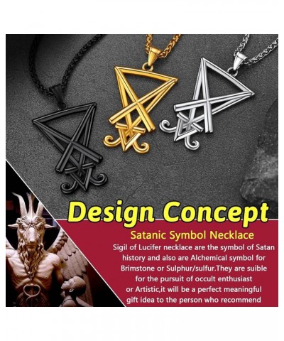 Leviathan Satanic Brimstone Cross Necklace, Gold Plated Stainless Steel Satan Church Jewelry, Alchemical Symbol for Brimstone...