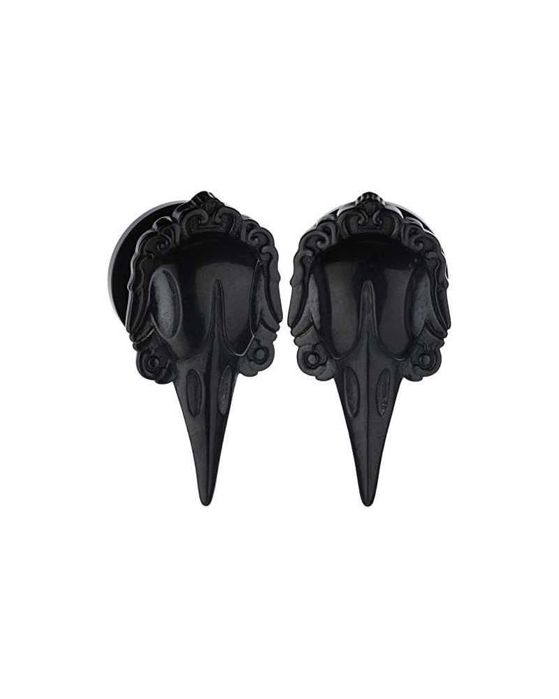 Black 316L Surgical Steel Raven Skull Ear Weights Saddle Hanger Spreader Gauges Piercing Tunnels Plugs Black 1/2"-12mm $10.43...