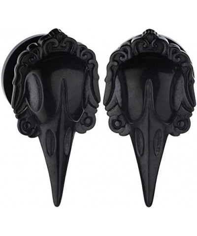 Black 316L Surgical Steel Raven Skull Ear Weights Saddle Hanger Spreader Gauges Piercing Tunnels Plugs Black 1/2"-12mm $10.43...