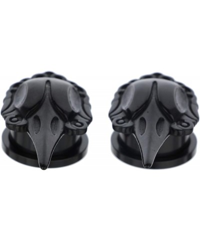 Black 316L Surgical Steel Raven Skull Ear Weights Saddle Hanger Spreader Gauges Piercing Tunnels Plugs Black 1/2"-12mm $10.43...