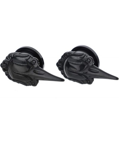 Black 316L Surgical Steel Raven Skull Ear Weights Saddle Hanger Spreader Gauges Piercing Tunnels Plugs Black 1/2"-12mm $10.43...