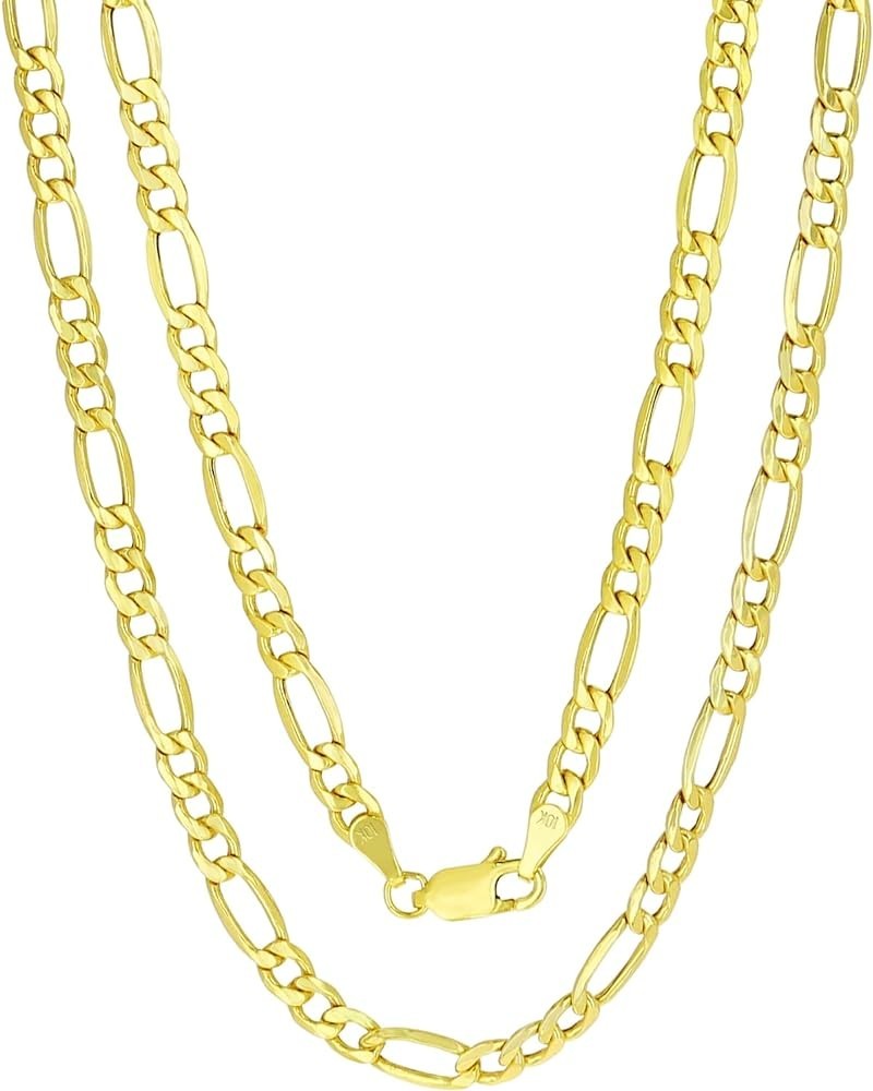 10k Yellow Gold 4.5mm Figaro Chain Link Pendant Necklace, Mens Womens Jewelry 16" 18" 20" 22" 24" 26" 28" 30 28 $172.12 Neckl...