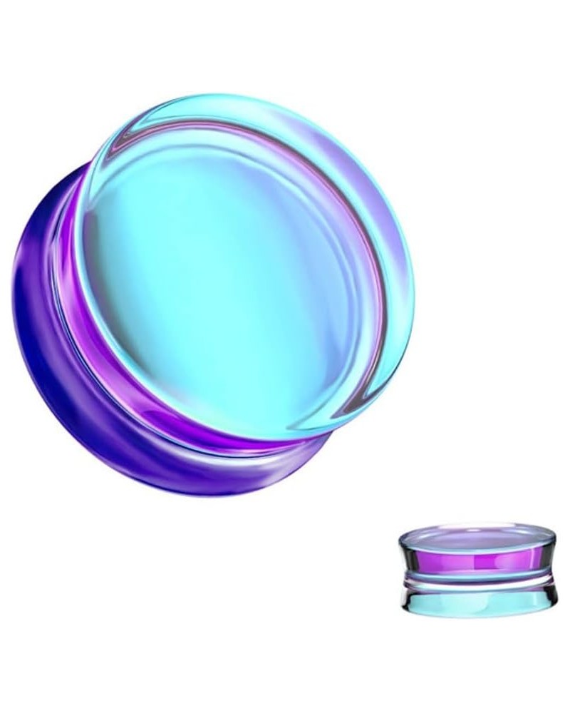 Aurora Borealis Double Saddle Glass Ear Gauges 22MM - 7/8 INCH Purple AB $8.63 Body Jewelry