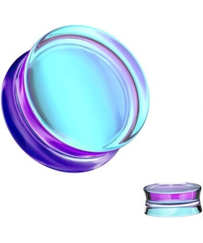 Aurora Borealis Double Saddle Glass Ear Gauges 22MM - 7/8 INCH Purple AB $8.63 Body Jewelry