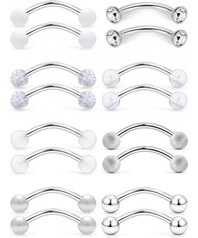 Snake Eyes Tongue Rings 14G Stainless Steel CZ Curved Barbell Nipplerings Nipple Rings Piercing Jewelry Retainer 16mm 5/8Inch...