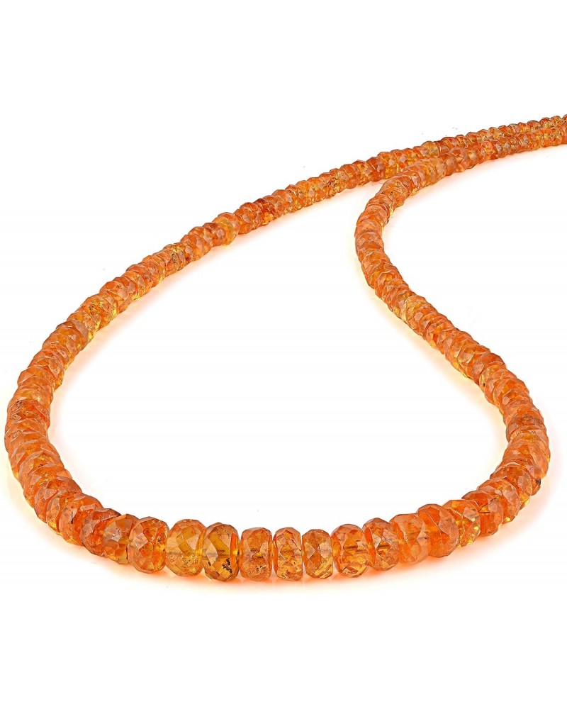 AAA Songea Orange Sapphire Necklace, 18inch Faceted Rondelle Beads Sapphire Necklace, Sapphire Necklace, Natural Gemstone Nec...