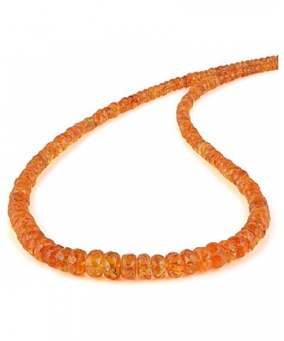 AAA Songea Orange Sapphire Necklace, 18inch Faceted Rondelle Beads Sapphire Necklace, Sapphire Necklace, Natural Gemstone Nec...