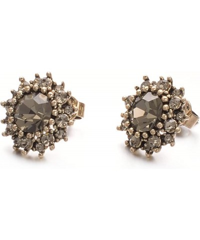 Vintage Black Cz Stud Earrings For Women Gold Plate Cut Diamond Stud Ear Cubic Zircon Jewelry Grey $8.00 Earrings