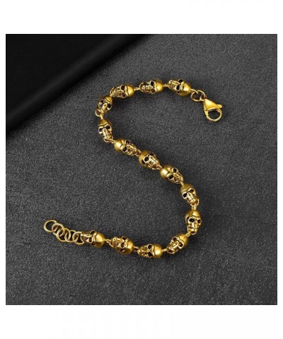 Gothic Skull Bracelet for Men Women Stainless Steel/18K Gold Plated Punk Skull Chain Bracelet Delicate Packaging Skull Link-G...