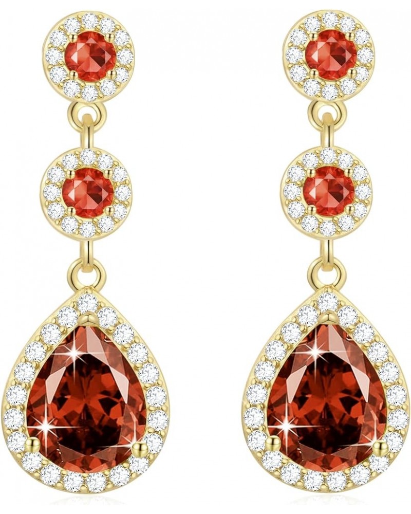 Diamond Dangle Earrings for Women 14K Gold Plated Emerald Rhinestone Drop Earrings Red Crystal Chandelier Earrings Sapphire C...