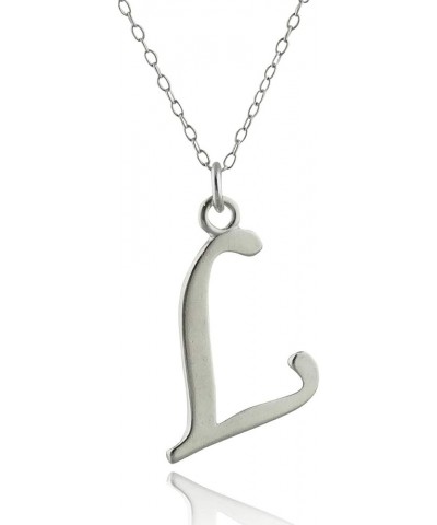 Sterling Silver Script Letter Charm Necklace, A-Z Alphabet Initial Name, 18" Cable Chain L $12.04 Necklaces