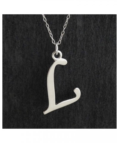 Sterling Silver Script Letter Charm Necklace, A-Z Alphabet Initial Name, 18" Cable Chain L $12.04 Necklaces