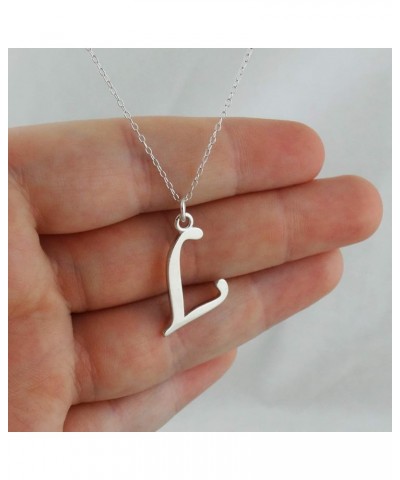 Sterling Silver Script Letter Charm Necklace, A-Z Alphabet Initial Name, 18" Cable Chain L $12.04 Necklaces