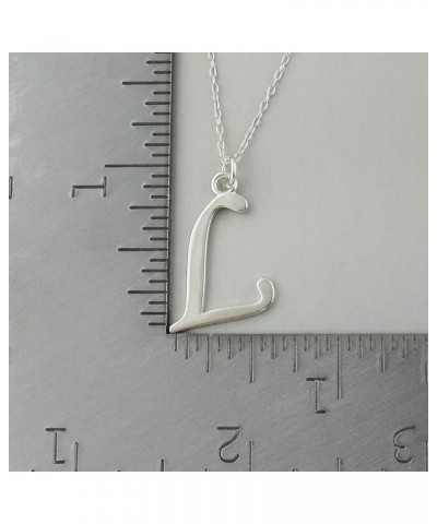 Sterling Silver Script Letter Charm Necklace, A-Z Alphabet Initial Name, 18" Cable Chain L $12.04 Necklaces