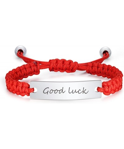 Personalized Handmade Braided Rope ID Plate Couples Bracelets for Women Men Friendship Red $11.33 Bracelets