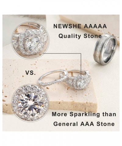 Wedding Ring Sets for Him and Her 5A Cubic Zirconia Ring Women Men Band Promise Rings for Couples Size 5-13 Men's Size 8 & Wo...