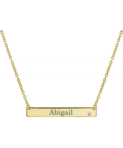 Personalized Customizable Initial Horizontal Sideway Inspirational Flat Bar Name Plated Pendant Necklace For Teen Women 14K G...