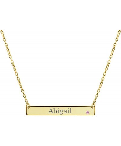 Personalized Customizable Initial Horizontal Sideway Inspirational Flat Bar Name Plated Pendant Necklace For Teen Women 14K G...