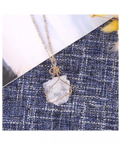 Crystal Necklace, Natural Irregular Real Crystal Necklace For Women Wire Wrapped Healing Crystal Pendant Necklace Clear $6.15...