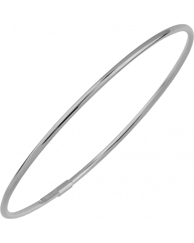 10k Gold 2 mm High Polish Bangle Bracelet White Gold $58.96 Bracelets