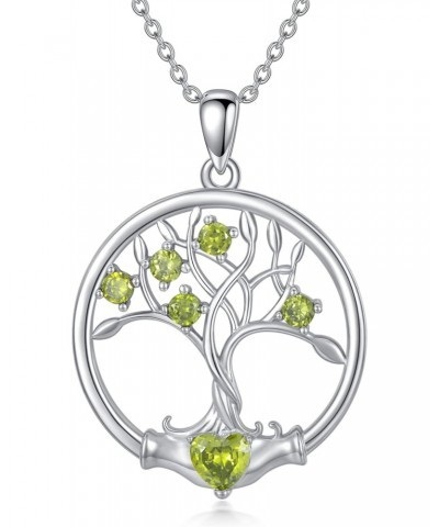 Peridot Tree of Life Necklace for Women 925 Sterling Silver Family Tree Pendant Necklace with August Birthstone Genuine Perid...