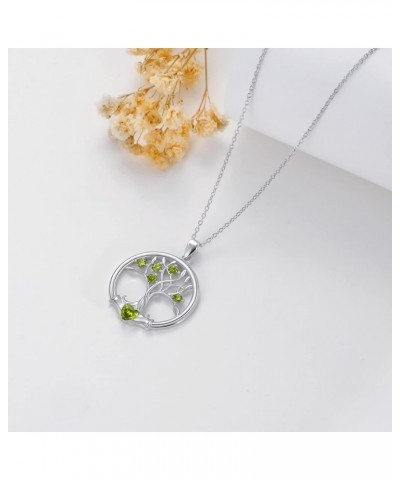 Peridot Tree of Life Necklace for Women 925 Sterling Silver Family Tree Pendant Necklace with August Birthstone Genuine Perid...