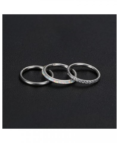 3 Pcs Surgical Steel Nose Rings Hoop for Women 18G 16G Clicker Hinged Segment Septum Lip Nose Rings Helix Cartilage Conch Roo...