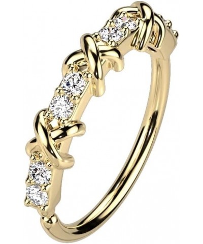 20GA Alternating CZ Crystal and Criss Cross Bendable Hoop Ring Gold Tone $8.89 Body Jewelry