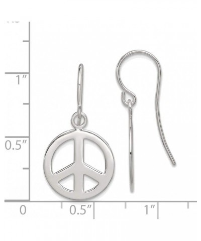 Solid Sterling Silver Polished Peace Sign Dangle Earrings $14.88 Earrings