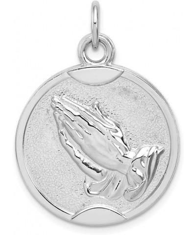 Solid 925 Sterling Silver Praying Hands Serenity Prayer on Back Pendant Charm Medal - 30mm x 20mm $42.51 Pendants