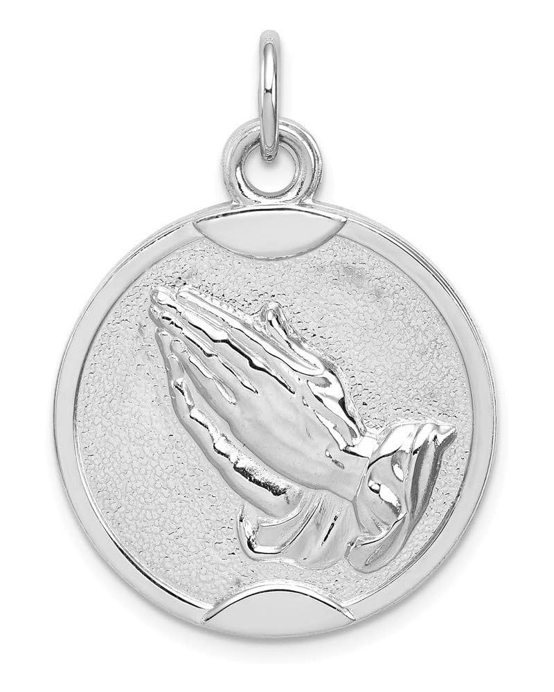 Solid 925 Sterling Silver Praying Hands Serenity Prayer on Back Pendant Charm Medal - 30mm x 20mm $42.51 Pendants