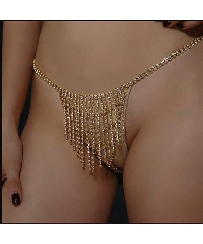 Sexy Rhinstone Tassel Underwear Thong Panties Crystal Body Chain Jewelry Bikini Belly Waist Chain Nightclub Body Chain for Wo...