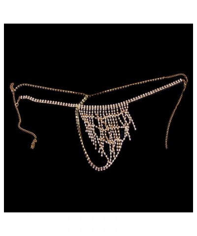 Sexy Rhinstone Tassel Underwear Thong Panties Crystal Body Chain Jewelry Bikini Belly Waist Chain Nightclub Body Chain for Wo...