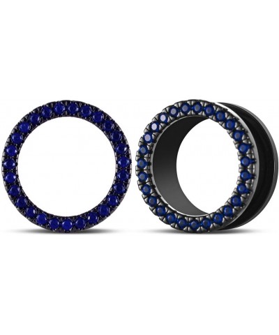 2PCS 316L Stainless Steel Two-color Screw Tunnel Ear Plug Expander Stretcher Gauge 0G-1 4 Blue zircon $11.79 Body Jewelry