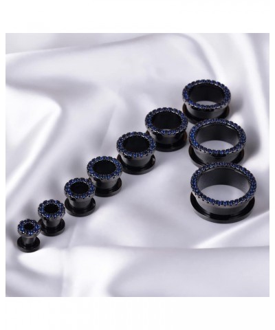 2PCS 316L Stainless Steel Two-color Screw Tunnel Ear Plug Expander Stretcher Gauge 0G-1 4 Blue zircon $11.79 Body Jewelry