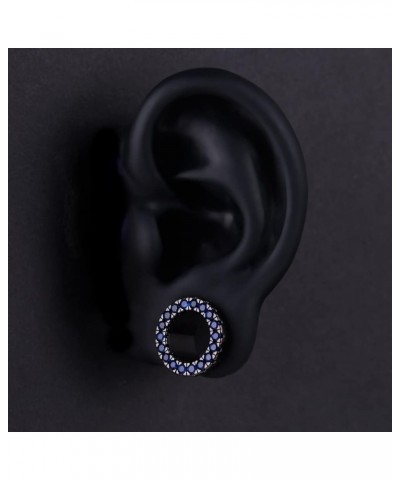 2PCS 316L Stainless Steel Two-color Screw Tunnel Ear Plug Expander Stretcher Gauge 0G-1 4 Blue zircon $11.79 Body Jewelry