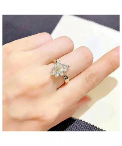 Cocktail Engagement Bridal Ring for Women Fashion Small Fresh Gold Creative Flower Micro Set Zircon Ladies RNG Jewelry Birthd...