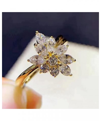 Cocktail Engagement Bridal Ring for Women Fashion Small Fresh Gold Creative Flower Micro Set Zircon Ladies RNG Jewelry Birthd...